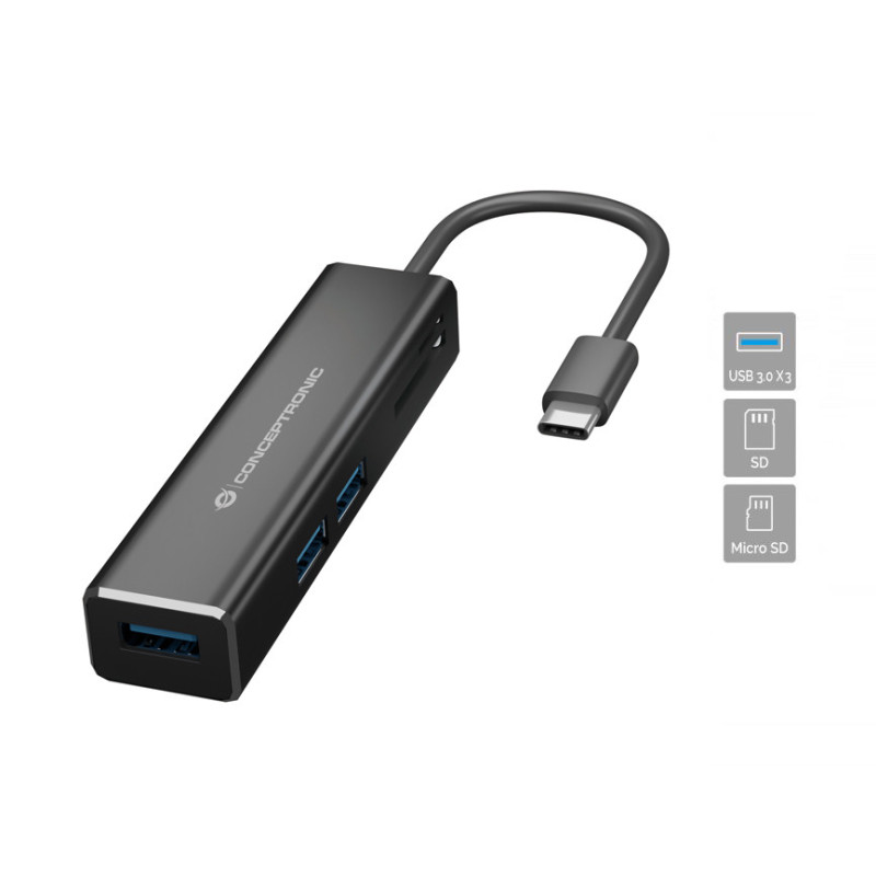 Conceptronic DONN08B laptop dock/port replicator USB 3.2 Gen 1 (3.1 Gen 1) Type-C Black