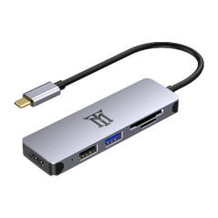 Maillon Technologique Premium MTHUB5 laptop dock port replicator USB 3.2 Gen 2 (3.1 Gen 2) Type-C Aluminum, Gray