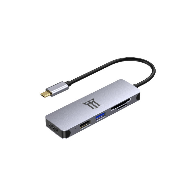 Maillon Technologique Premium MTHUB5 laptop dock/port replicator USB 3.2 Gen 2 (3.1 Gen 2) Type-C Aluminum, Gray Maillon Technologique Premium MTHUB5 laptop dock/port replicator USB 3.2 Gen 2 (3.1 Gen 2) Type-C Aluminum, Gray