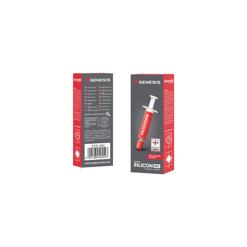 GENESIS SILICON 801 compontente del dissipatore di calore Pasta termica 0,5 g GENESIS SILICON 801 compontente del dissipatore di calore Pasta termica 0,5 g