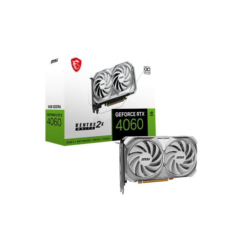 MSI VENTUS GeForce RTX 4060 2X WHITE 8G OC NVIDIA 8 GB GDDR6 MSI VENTUS GeForce RTX 4060 2X WHITE 8G OC NVIDIA 8 GB GDDR6