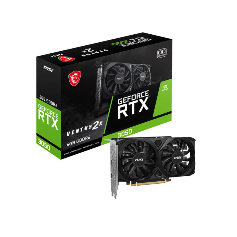 MSI VENTUS GeForce RTX 3050 2X E 6G OC NVIDIA 6 GB GDDR6 MSI VENTUS GeForce RTX 3050 2X E 6G OC NVIDIA 6 GB GDDR6