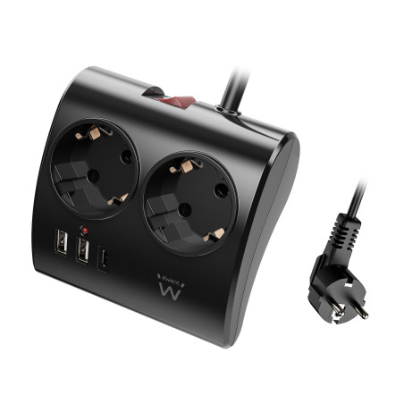 Ewent EW3871 prolunghe e multiple 1,5 m 3 presa(e) AC Interno Nero