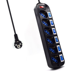 Ewent EW3851 protezione da sovraccarico Nero 6 presa(e) AC 220 V 1,5 m