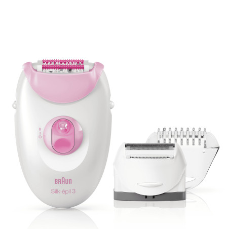 Braun Silk-épil 3 81663311 epilatore 20 pinzette Bianco, Rosa
