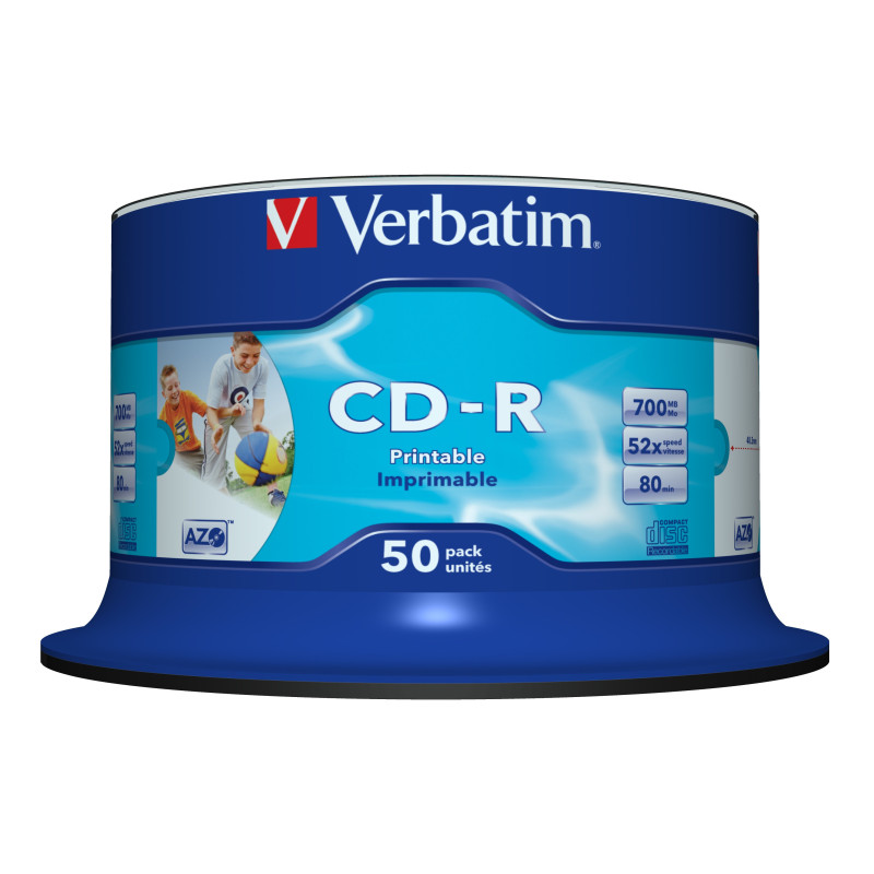 Verbatim CD-R AZO Wide Inkjet Printable no ID 700 MB 52x 50 pc(s)