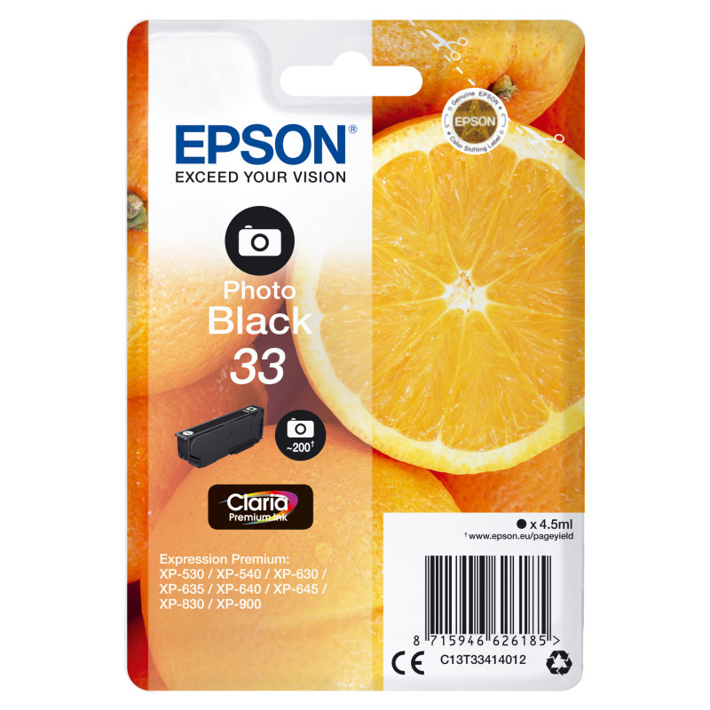 Epson Oranges C13T33414012 ink cartridge 1 pc(s) Original Standard Yield Photo black Epson Oranges C13T33414012 ink cartridge 1 pc(s) Original Standard Yield Photo black