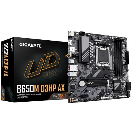 GIGABYTE B650M D3HP AX Scheda madre - AMD Ryzen serie 9000, VRM a 5+2+2 fasi, fino a 8000 MHz DDR5 (OC), 2xPCIe 4.0 M.2, WIFI