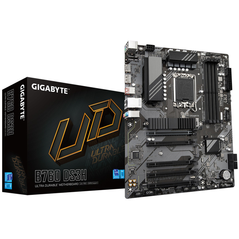 GIGABYTE B760 DS3H Scheda Madre - Supporta processori Intel Core 14ª generazione, VRM digitale a 8+2+1 fasi, fino a 7600MHz