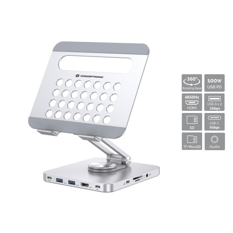 Conceptronic DONN26G multimedia cart/stand Silver Tablet Multimedia stand