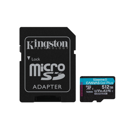Kingston Technology Canvas Go! Plus Scheda microSDXC Canvas Go Plus 170R A2 U3 V30 da 512GB + adattatore