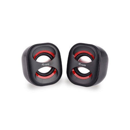 Altavoces 2.0 equip life mini 6w rms color negro y rojo jack 3.5 pulgadas alimetancion usb