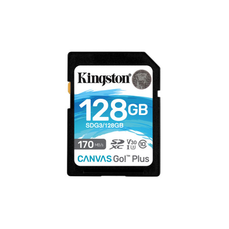 Kingston Technology Canvas Go! Plus Scheda SDXC Canvas Go Plus 170R C10 UHS-I U3 V30 da 128GB