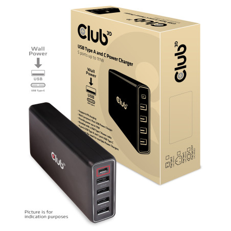 CLUB3D CAC-1903EU mobile device charger Universal Black AC Indoor
