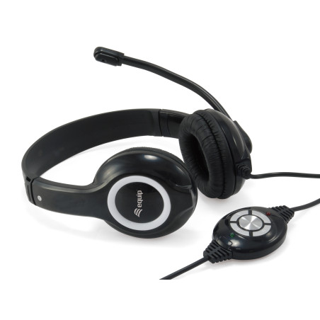 Auricular equip usb + microphone flexible control de volumen negro