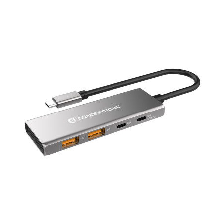 Conceptronic HUBBIES15G interface hub USB 3.2 Gen 2 (3.1 Gen 2) Type-C 10000 Mbit/s Gray