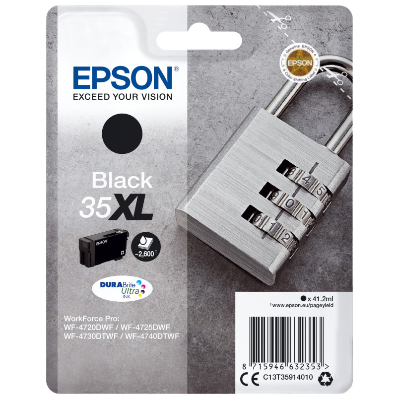 Epson Padlock C13T35914010 ink cartridge 1 pc(s) Original High (XL) Yield Black Epson Padlock C13T35914010 ink cartridge 1 pc(s) Original High (XL) Yield Black