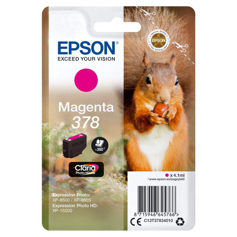 Cartucho tinta epson c13t37834010 singlepack magenta 378 claria photo hd ink xp - 8500 ardilla Cartucho tinta epson c13t37834010 singlepack magenta 378 claria photo hd ink xp - 8500 ardilla