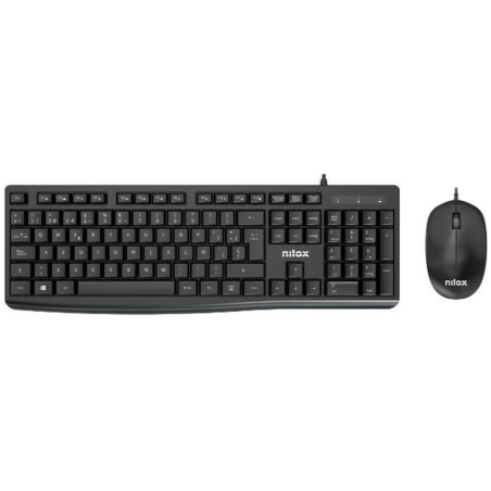 Nilox NXKME0012 keyboard Mouse included Universal USB QWERTY Spanish Black