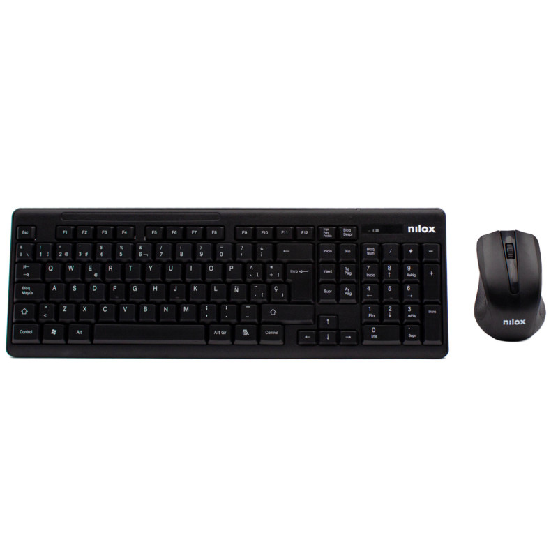 Teclado kit + mouse raton nilox wireless inalambrico negro Teclado kit + mouse raton nilox wireless inalambrico negro