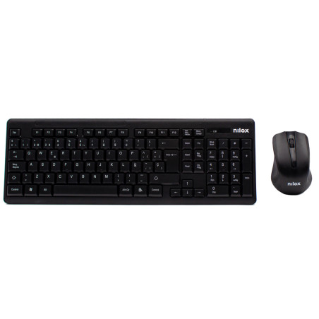 Teclado kit + mouse raton nilox wireless inalambrico negro