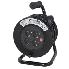 Regleta alargadera enrollacables 4 tomas -  15m -  16a -  250v -  3x1.5mm -  color azul