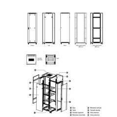 Armario rack wp 19 pulgadas 22u 600x600mm negro desmontado