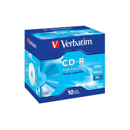 VERBATIM CD-R 800MB 40X 10 PACK JEWEL CASE EXTRA PROTECTION SURFACE 43428