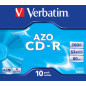 VERBATIM CD-R AZO 700MB 52X 10 PACK JEWEL CASE CRYSTAL SURFACE 43327 VERBATIM CD-R AZO 700MB 52X 10 PACK JEWEL CASE CRYSTAL SURFACE 43327
