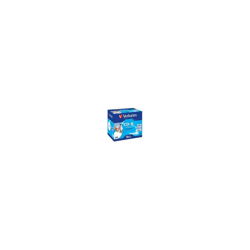 VERBATIM CD-R AZO 700MB 52X 10 PACK JEWEL CASE WIDE INKJET PRINTABLE SURFACE 43325 VERBATIM CD-R AZO 700MB 52X 10 PACK JEWEL CASE WIDE INKJET PRINTABLE SURFACE 43325