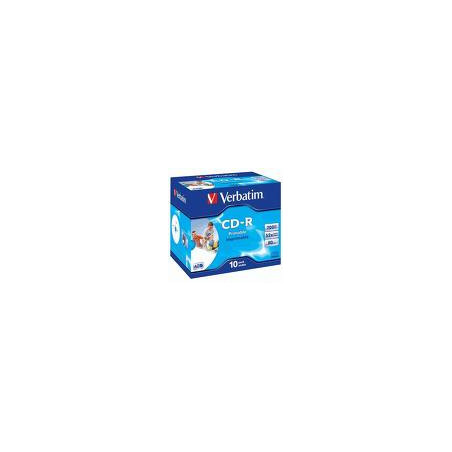 VERBATIM CD-R AZO 700MB 52X 10 PACK JEWEL CASE WIDE INKJET PRINTABLE SURFACE 43325