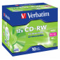 VERBATIM CD-RW 700MB 12X 10 PACK JEWEL CASE SUPERFICIE SCRATCH RESISTANT 43148 VERBATIM CD-RW 700MB 12X 10 PACK JEWEL CASE SUPERFICIE SCRATCH RESISTANT 43148