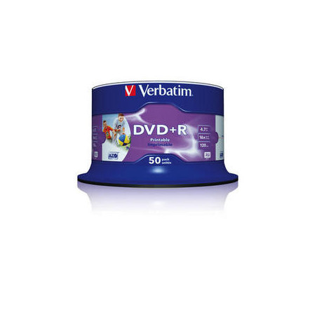 VERBATIM DVD+R AZO 4.7GB 16X WIDE PRINTABLE SURFACE NO-ID PACK 50 UNITS 43512