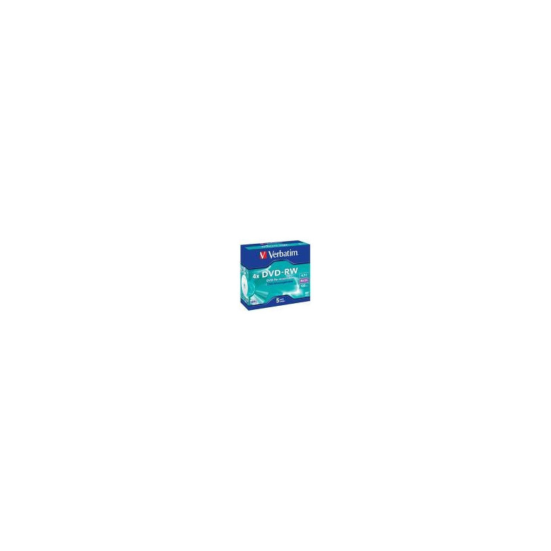 VERBATIM DVD-RW 4.7GB 4X 5 PACK JEWEL CASE MATT SILVER SURFACE 43285 VERBATIM DVD-RW 4.7GB 4X 5 PACK JEWEL CASE MATT SILVER SURFACE 43285