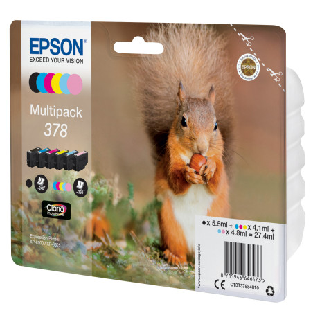 Multipack cartucho tinta epson 378 c13t37884010 6 colores foto claria 378 ardilla