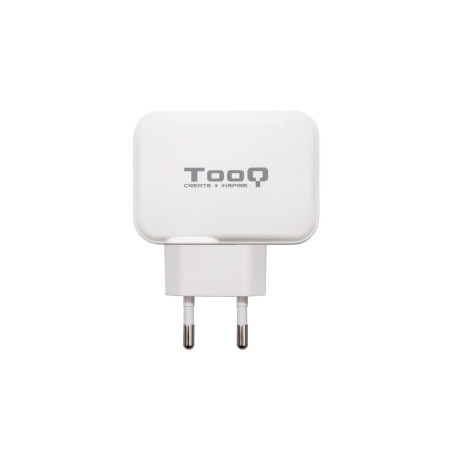 Cargador de pared doble tooq usb tipo c 3a -  usb tipo a 2.4a - 27w -  blanco