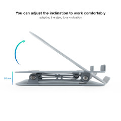 Soporte - base elevador tooq para portatil tablets libros aluminio ajustable ergonmico gris