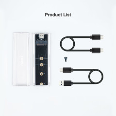 TooQ TQE-2200 storage drive enclosure SSD enclosure Transparent M.2