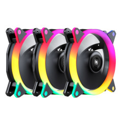 KIT 3XVENTILADORES UNYKACH RING LED ARGB 120MM