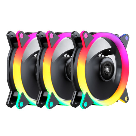 KIT 3XVENTILADORES UNYKACH RING LED ARGB 120MM