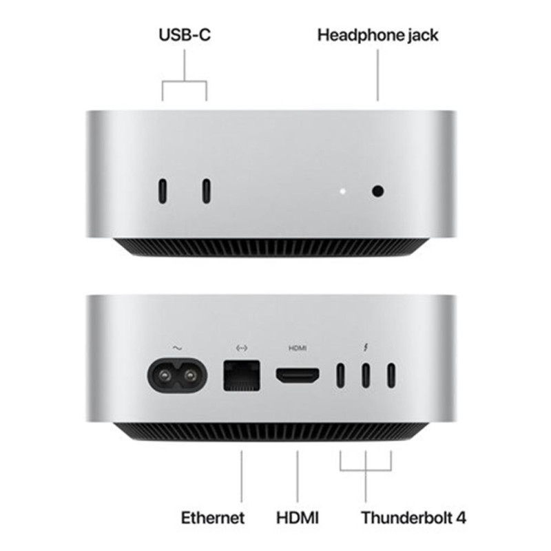 ORDENADOR APPLE MAC MINI SILVER M4 CHIP M4 10C 24GB SSD 512G