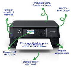 Epson Expression Premium XP-6100 stampante multifunzionale Wireless, Stampa, Scansiona, Copia, Stampa fotografie, Fronte/Retro,
