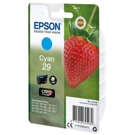 Cartucho tinta epson 29 c13t29824012 cian xp235 - xp332 - xp3357xp4327xp435 -  fresa