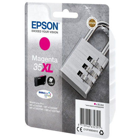 Cartucho tinta epson c13t35934010 magenta xl durabrite ultra ink 35xl -  1900 paginas - candado