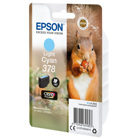 Cartucho tinta epson c13t37854010 singlepack light cyan 378 claria photo hd ink xp - 8500 ardilla