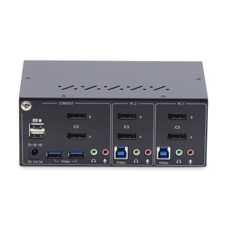 StarTech.com KVM Switch DisplayPort a 2 porte per doppio monitor DP, 4K 60Hz, 2 porte HID USB 2.0, Hub 2 porte USB 5Gbps,