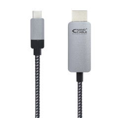 Nanocable 10.15.5102 video cable adapter 70.9" (1.8 m) USB Type-C HDMI Aluminum, Black