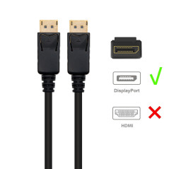 Cable ewent displayport v1.4 - 8k - 60hz - 3m