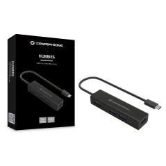 Hub usb tipo c conceptronic hubbies07b 4 x usb 3.0 - aluminio