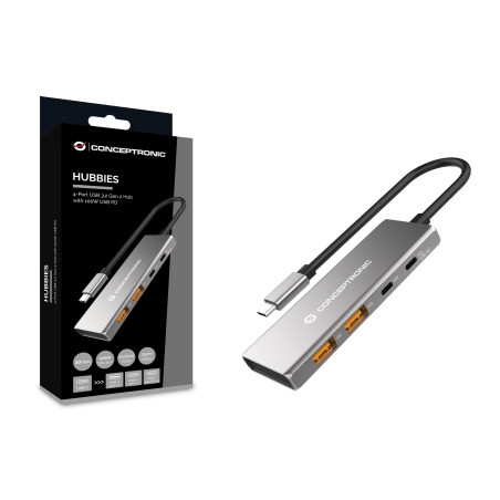 Conceptronic HUBBIES15G hub di interfaccia USB 3.2 Gen 2 (3.1 Gen 2) Type-C 10000 Mbit/s Grigio